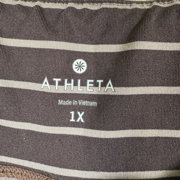 Athleta Leggings Brown Stripe Print  | Plus Size High Rise Active Pants | 1X - Picture 4 of 11